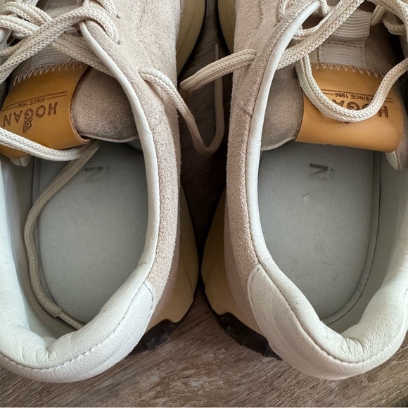 Hogan H641 Women's Suede Sneakers Shoes Size 38 Beige Memory Foam Wedge Italy - Picture 10 of 13